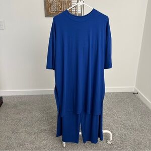 Blue Lala Oversized T-Shirt and Pants Set